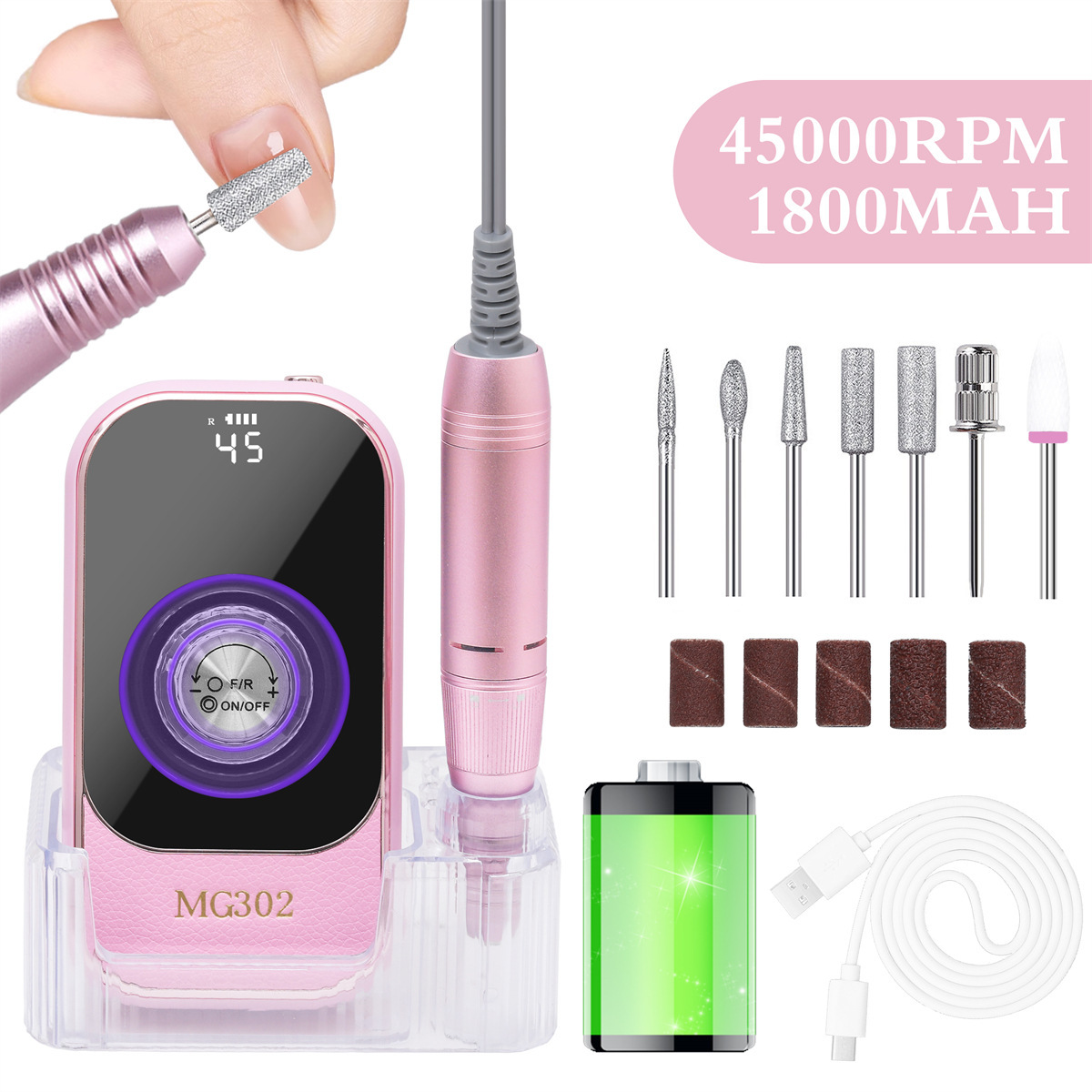 shanilak cross-border exclusive electric nail polish remover 45,000 RPM portable electric nail polish remover with base