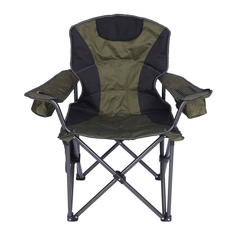 New outdoor camping folding chair, portable heated leisure chair, thickened Oxford fabric beach chair, backrest chair, cross-border Item Picture