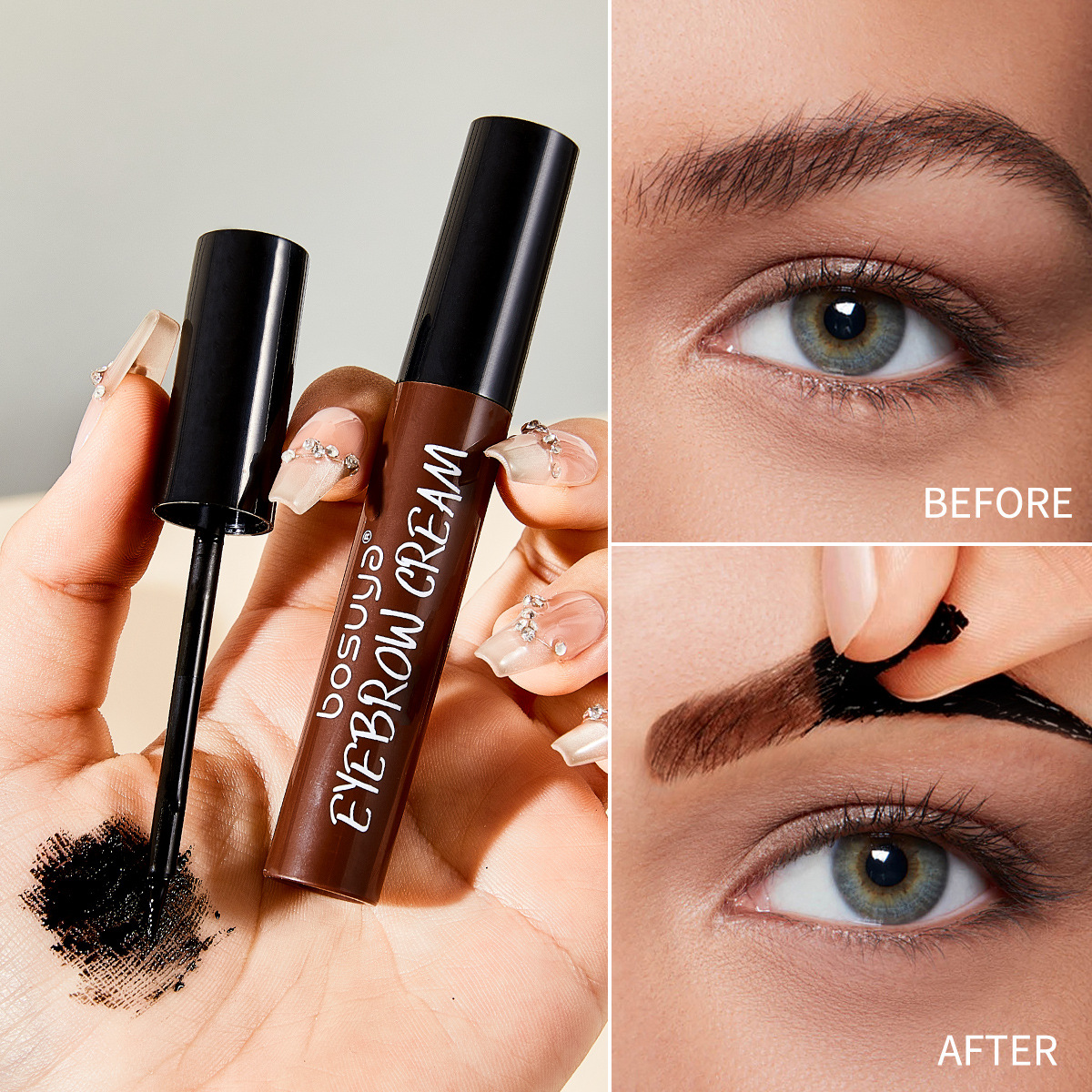 【 Cross-border Exclusive 】 Bosuya Tear Eyebrow Cream Waterproof and Sweat-proof Amazon Bestseller Non-smudging Tear Eyebrow Cream details Picture