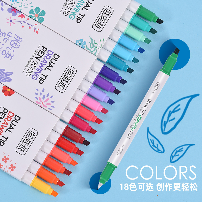 Weiya Hui WYH064 Double-headed Watercolor Painting Pen, popular student notebook, Double-headed Highlighter details Picture