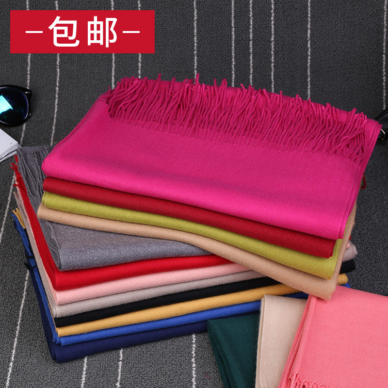 One-piece delivery of Korean-style faux cashmere scarves for women in winter 2025, solid color scarves, Korean-style tassel large shawls, red scarves for the year-end party, wholesale from street stalls Specification image
