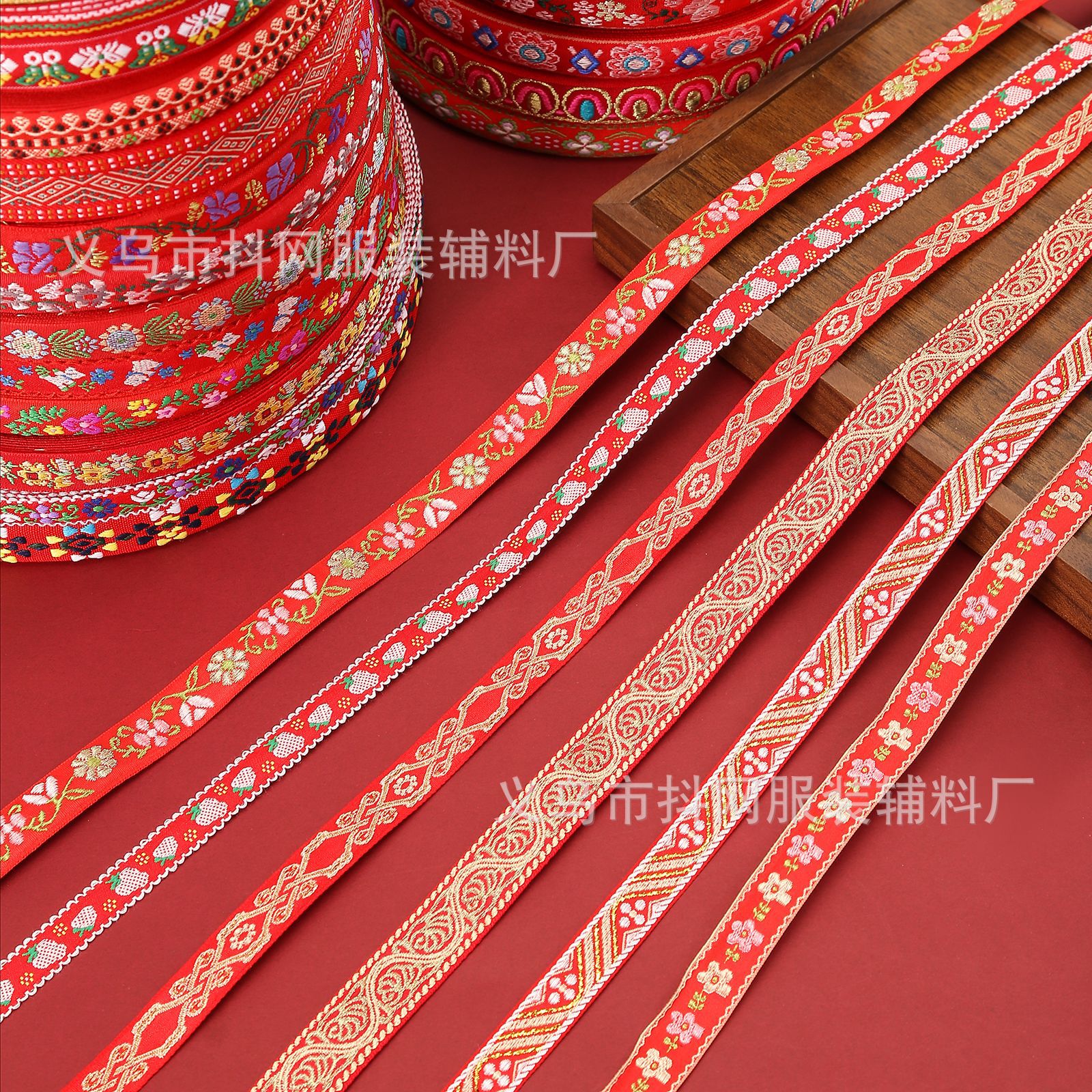 1.6- 2.5 cm festive ethnic-style webbing, ethnic minority costumes, bows, children's hairpins, shoes, flower heads details Picture