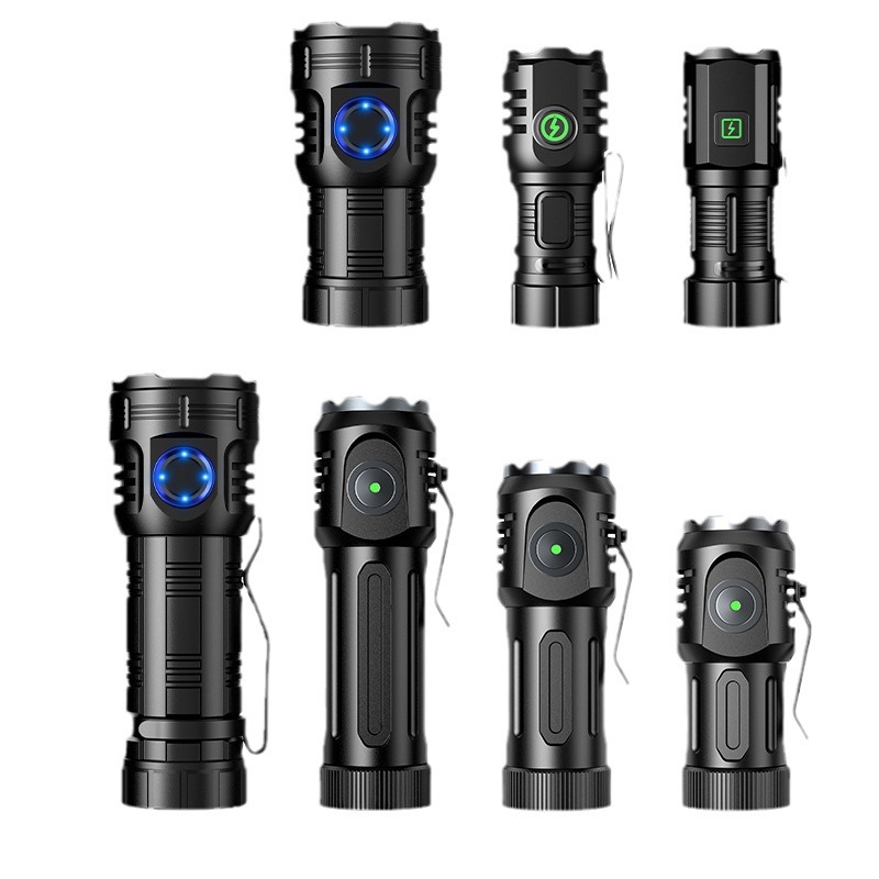 Cross-border bestseller mini LED high-intensity multi-eye flashlight, universal portable small multi-functional charging flashlight Item Picture