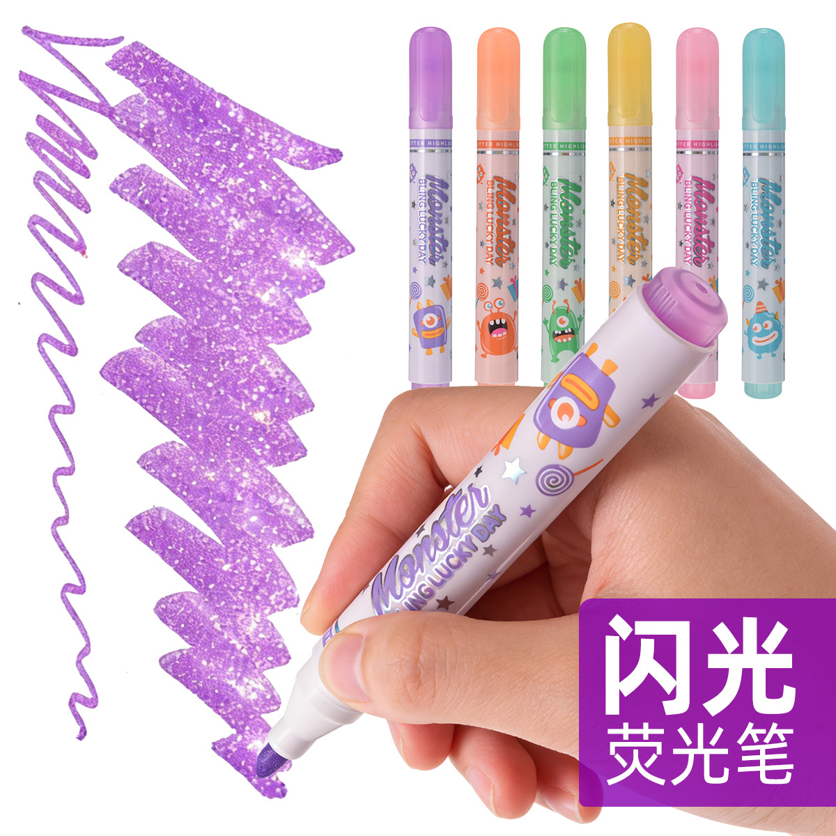 Tianfeng's new cartoon flash highlighter, large-capacity flash duck painting pen 2175 Monster Highlighter wholesale