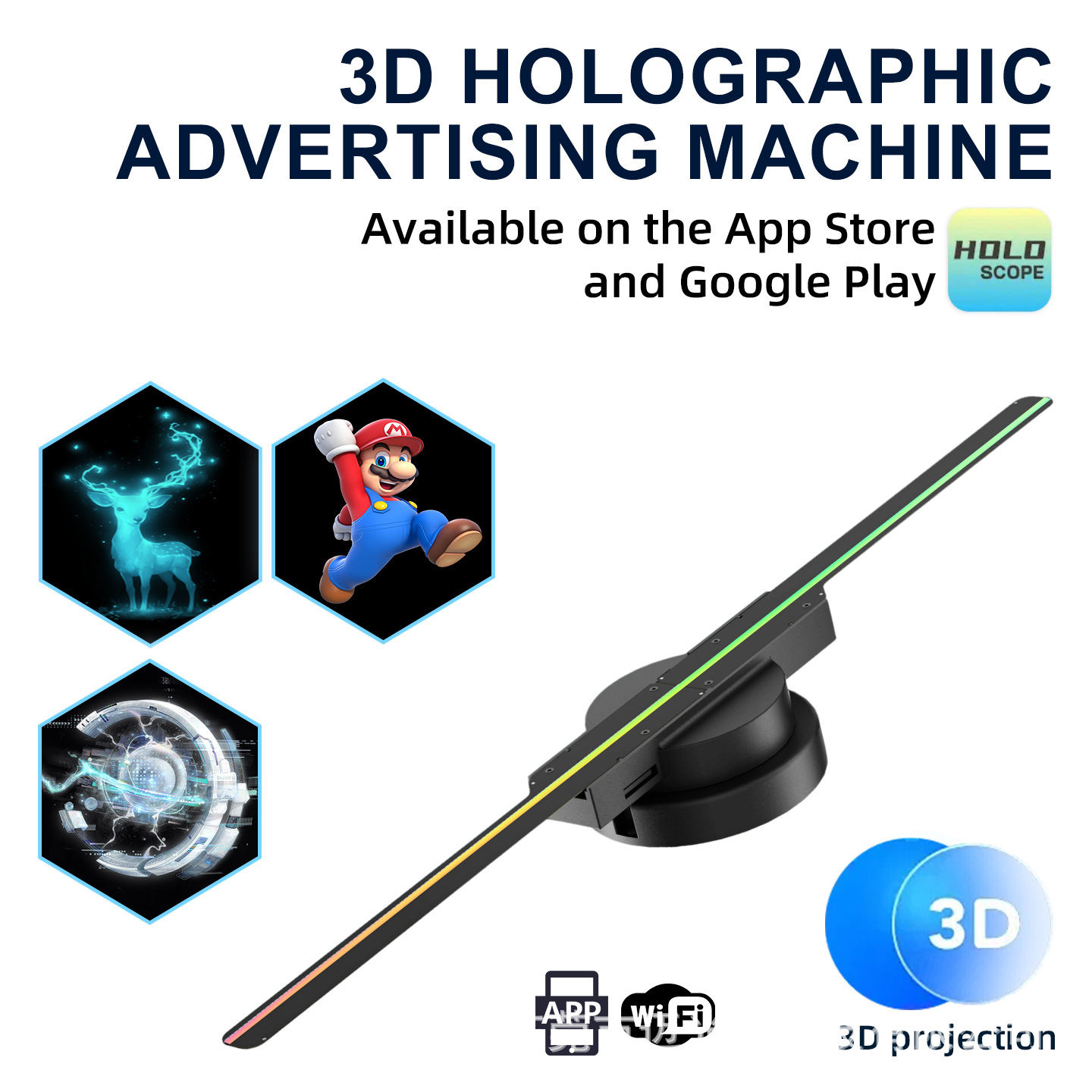 Holographic fan advertising machine, naked-eye 3D stereoscopic projector, rotating imaging LED, cross-border best-selling ultra-clear display screen
