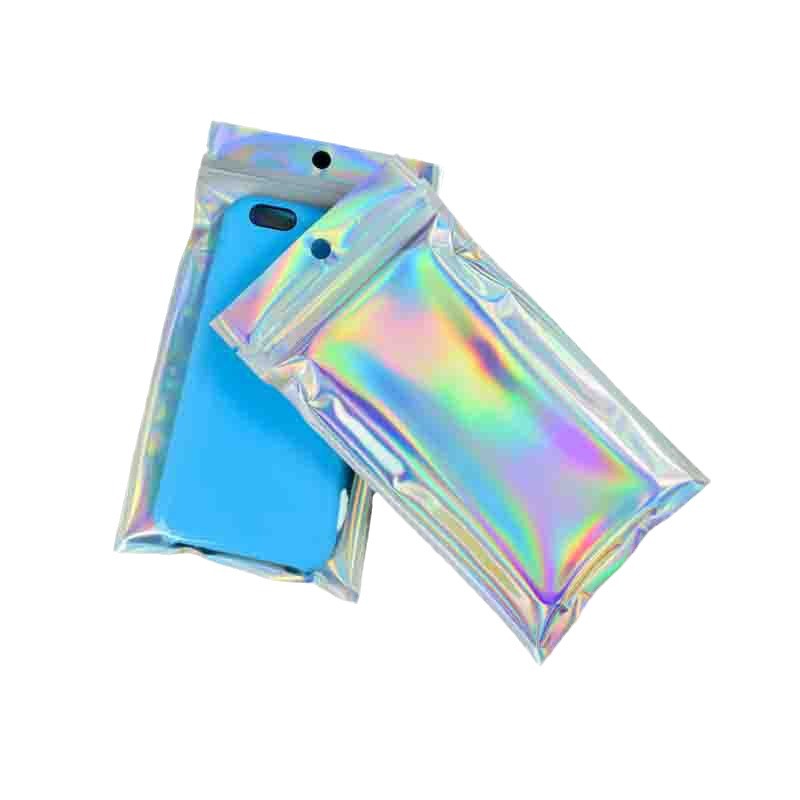 Gift laser packaging bags, yin-yang bone bags, data cable pull-shaped packaging bags, accessories, phone cases, laser self-sealing bags Item Picture