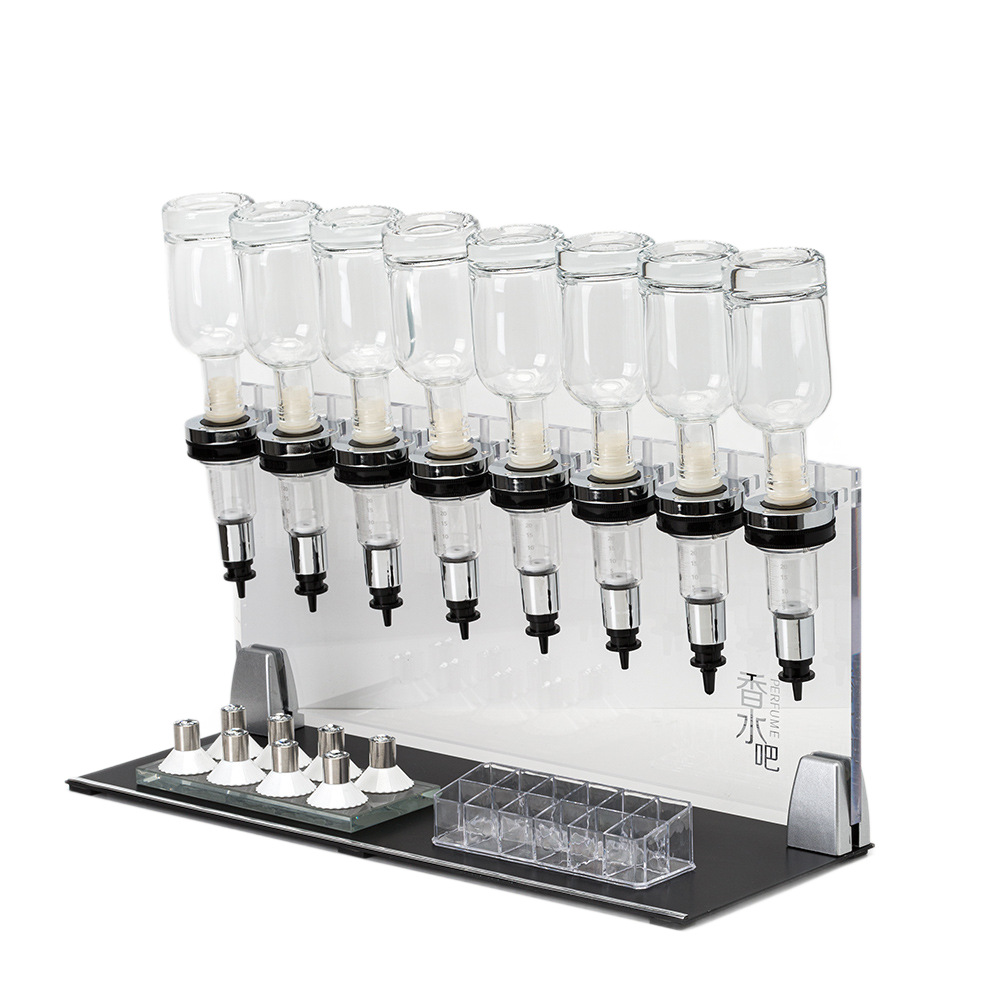 散装香水展示架吧散销售迷你小柜台6泵头分装器地摊货架白底实物图