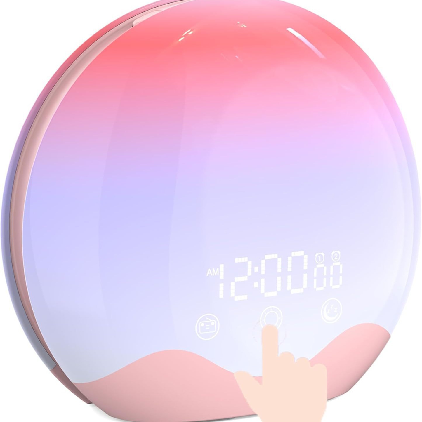 新款贝壳双面发光模拟日出唤醒灯七彩氛围夜灯LED电子时间闹钟唤