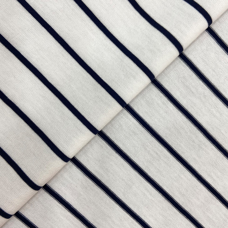 40s cotton double yarn 220g all-cotton striped fabric, fashionable pure cotton T-shirt base layer fabric details Picture