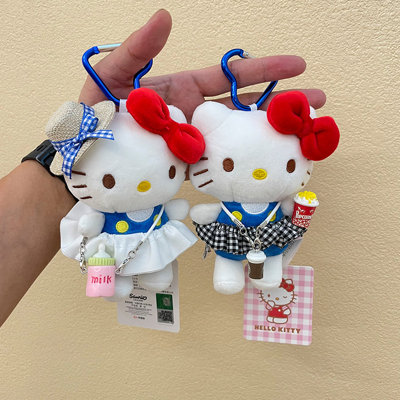 Authentic kitty plush cartoon doll hellokitty small pendant, cute Hello Kitty keychain bag pendant details Picture