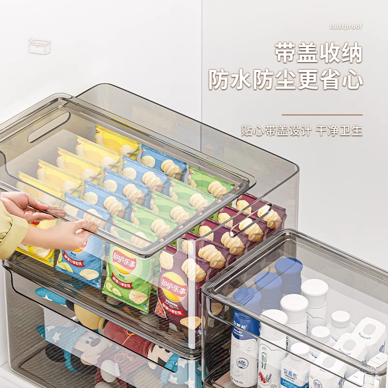 衣物透明卧室阳台收纳盒塑料家用整理零食带盖储物盒客厅桌上收纳详情图3