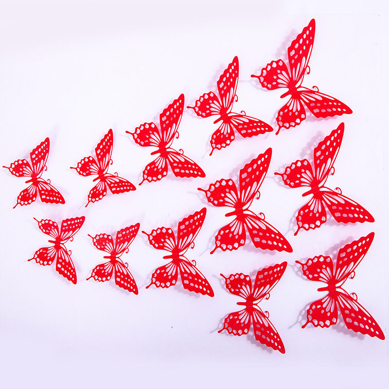Hollowed-out 3D butterfly decorative wall stickers, hollowed-out butterfly children's stickers, festive three-dimensional butterfly decorations for home living rooms Specification image