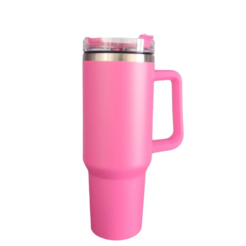 Factory direct supply 40oz stainless steel insulated cup, fashionable and simple handle, ice cup, portable car straw, car cup Item Picture