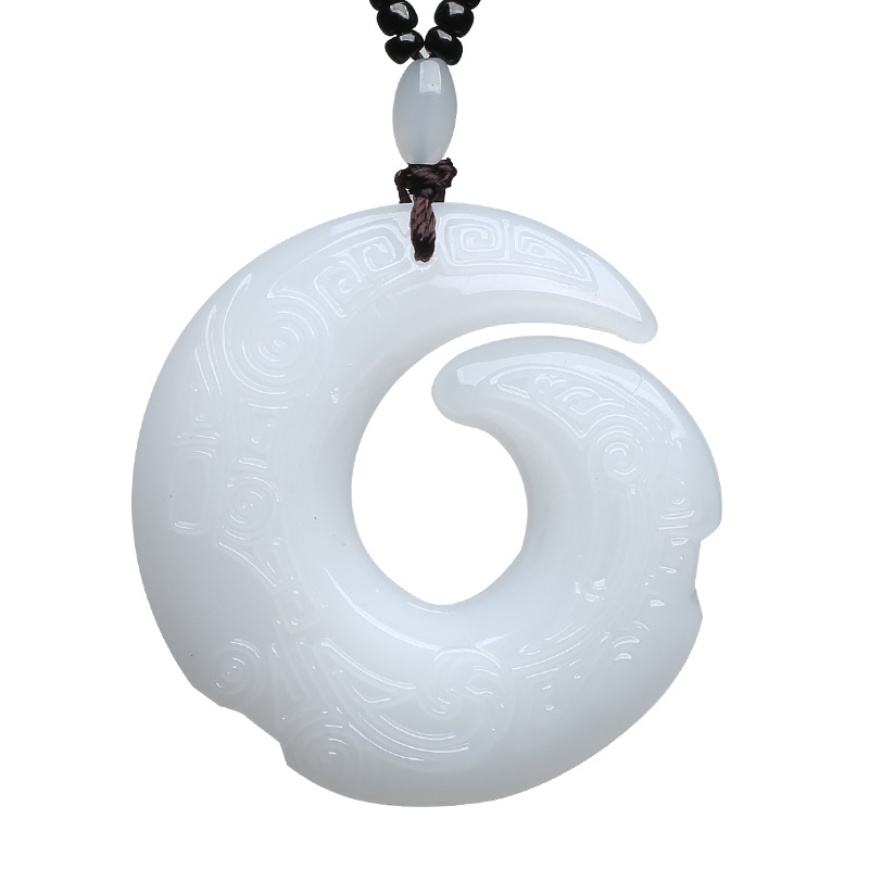 "Safe Operation Pendant, a versatile couple accessory for men and women, imitating Hetian jade sweater chain, live-streaming distribution. Item Picture
