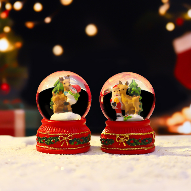 New cartoon Christmas small crystal ball luminous mini Christmas gift, children's gift wholesale display piece Specification image