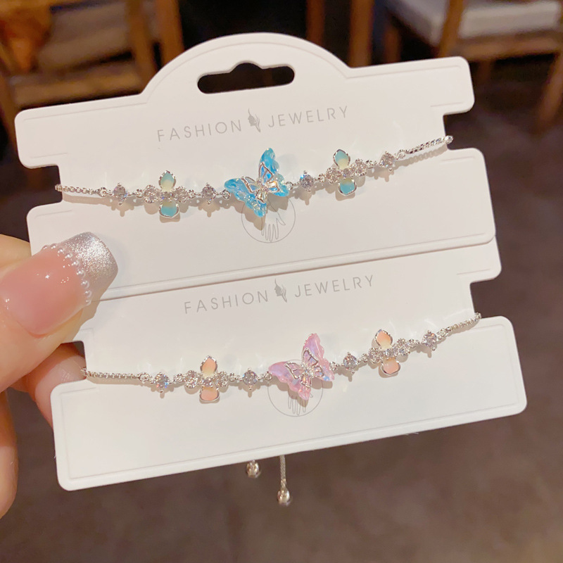 Verano nuevo temperamento moda pequeño fresco colorido mariposa circonita pulsera pulsera estilo personalidad única alta calidad decoración de la mano