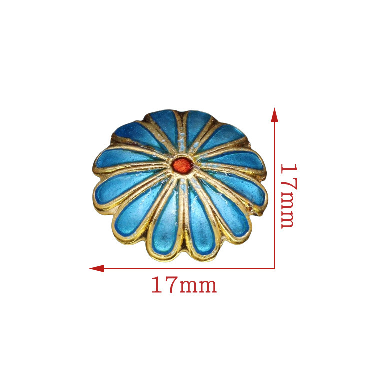 Traditional high-temperature enamel mechanism silver-blue decorative inlaid veneer Cloisonne 12-petal phoenix tail single piece Item Picture