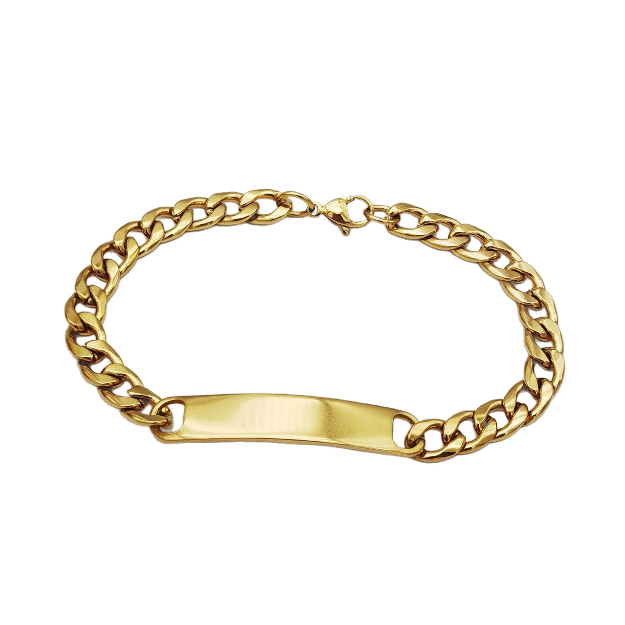 Titanium steel curved brand bracelet advertising logo personalized DIY engraved bracelet for men and women NK chain couple bracelet stainless steel Item Picture
