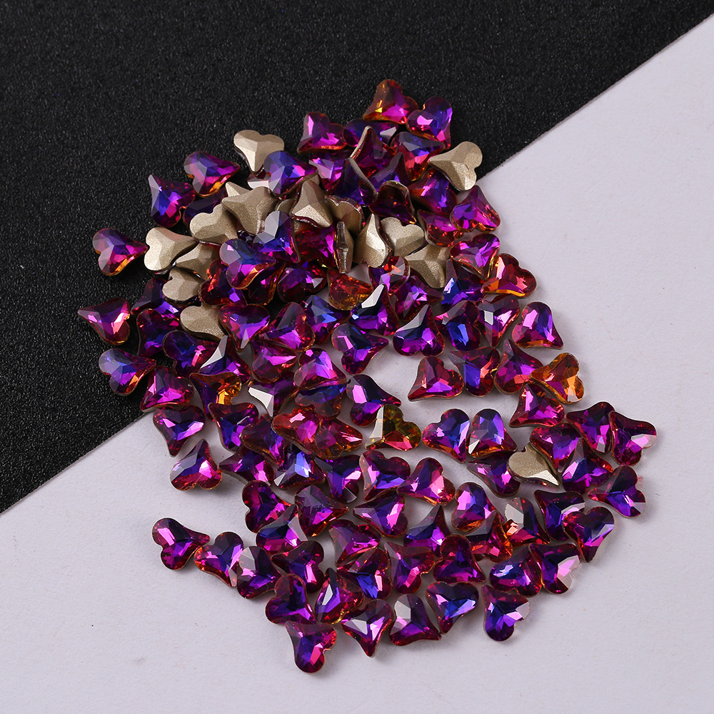 New pink and purple pointed-bottom nail drill DIY hairpin clothing accessories glass versatile nail accessories wholesale Application Scenario