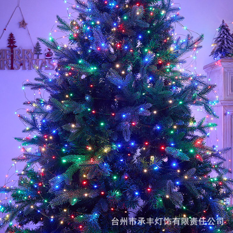 Christmas tree lights, led copper wire lights, string dark green wires, remote control small colored lights, 100-meter string lights, garland decorative lights, atmosphere lights Specification image