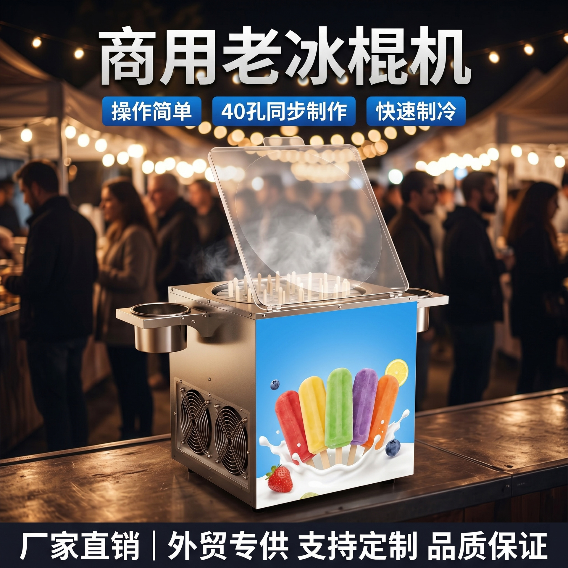 Commercial old Popsicle machine, fully automatic forming fruit yogurt ice cream machine, night market stall cold drink equipment manufacturer direct sales