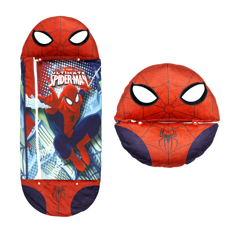 Spider-man throw pillow sleeping bag, size print, children's customized cross-border cartoon storage, children's style, trendy cartoon Application Scenario