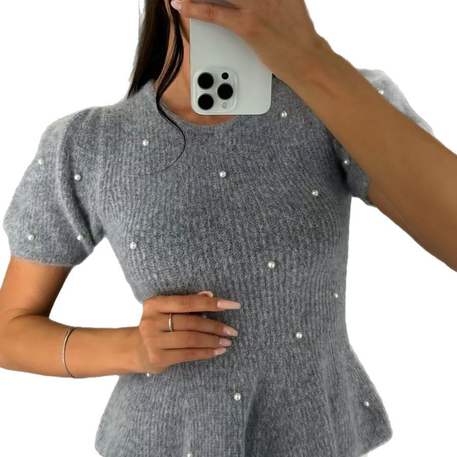 D ж e мп eri з anг orы spabask й round-neck pearl sweater Item Picture