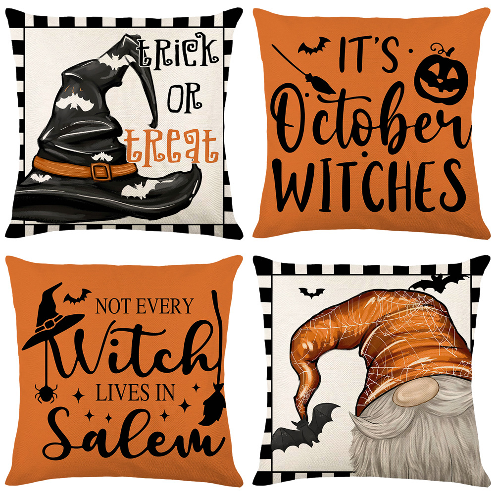 Halloween letter-printed pillowcase, polyester cross-border home decoration sofa cushion cover, living room and bedroom pillow cover Item Picture
