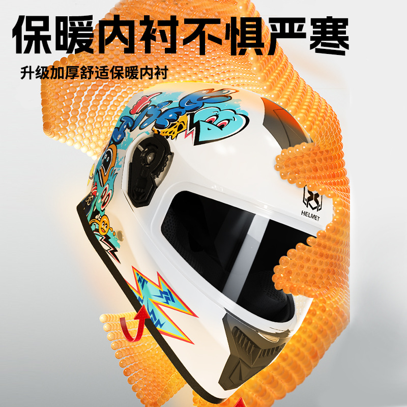 New national standard Class A children's helmets, 3C certified electric vehicle helmets, all-season universal cartoon children's motorcycle safety helmets details Picture