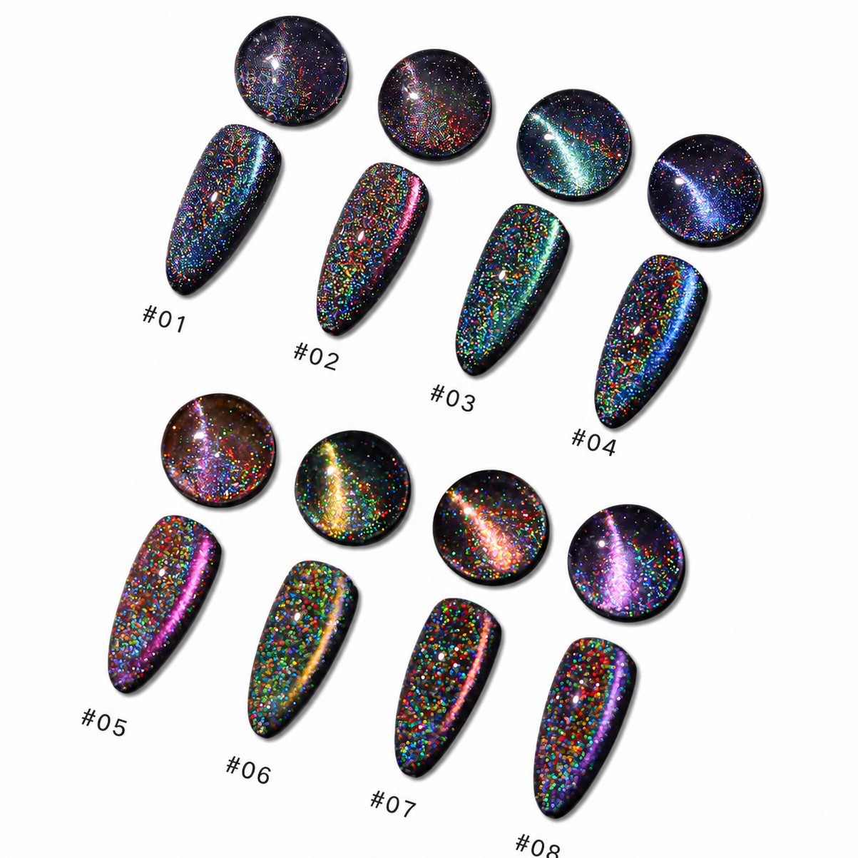 The new 8-color 9D cat's eye glue dreamy starry sky nail art is a popular choice for cross-border nail art Specification image