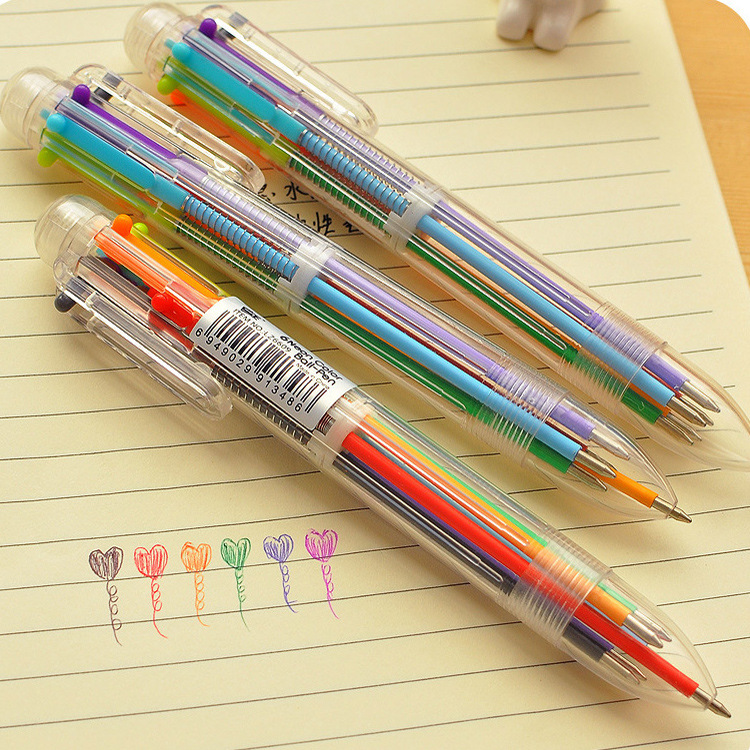 P-0115 plastic press oil pen wholesale gift pen 6-color Ballpoint pen Office pen full figure