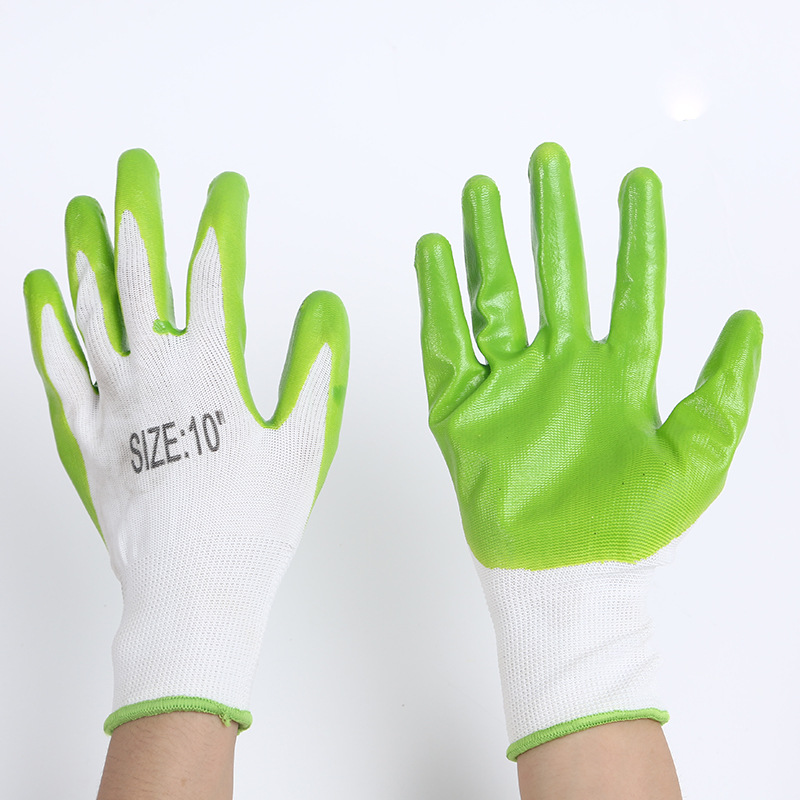 Factory wholesale impregnated rubber labor protection gloves are cut, wear-resistant, anti-slip, comfortable and breathable for industrial construction site work