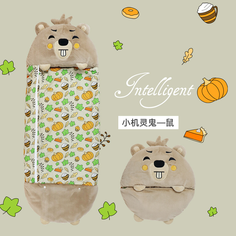 Cross-border Amazon autumn and winter cartoon children's sleeping bag, storage throw pillow, large anti-kick quilt, thickened cartoon pattern Specification image