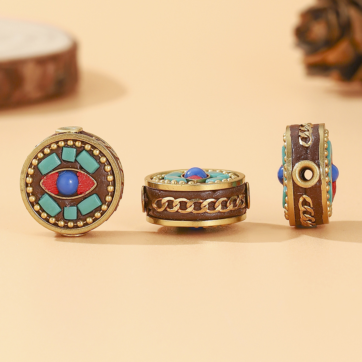 Brass spacer beads, handcrafted Nepalese round cakes, retro wholesale pendants, bracelets, necklaces, clothing, diy accessories Specification image