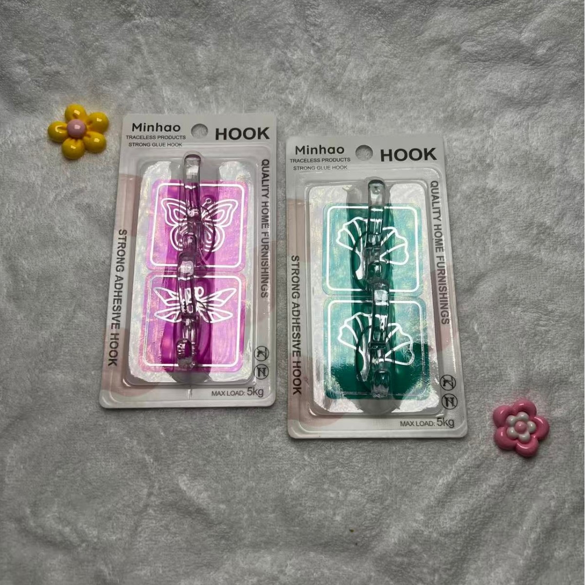 Square gilded film coat hook, large card, kitchen door pasting, hanging hook, wardrobe hanging hook