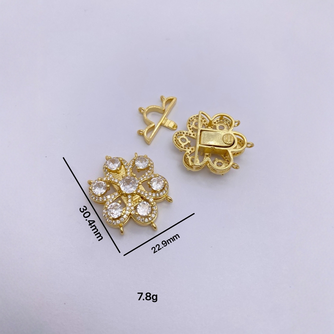 New Korean-style Daisy zircon fashionable, individual and cute pearl buckle multi-row buckle bracelet necklace clasp details Picture