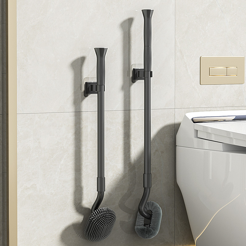 Cepillo de inodoro personalizado cepillo de inodoro de mango largo retráctil TPR plástico S codo cepillo de limpieza de pared cepillo de limpieza de inodoro Specification image