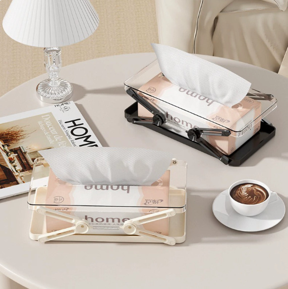 Light luxury transparent tissue box, living room tissue box, household spring tissue box, coffee table box, tissue creative storage box Application Scenario