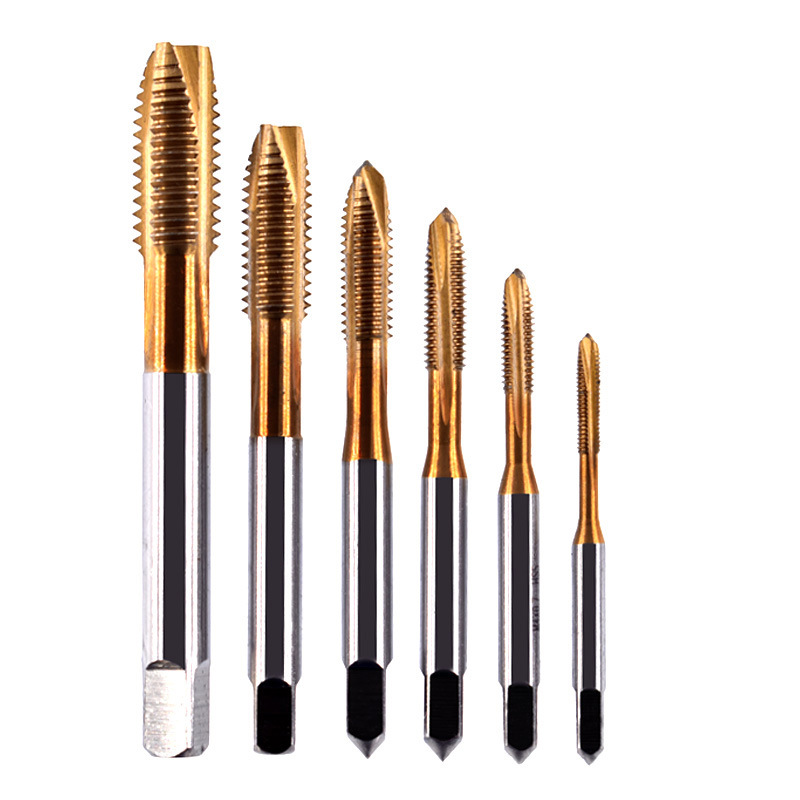 Wholesale of cobalt-containing tip taps, high-speed steel titanium-coated metric coarse thread hand drill and tap sets, taps for straight slot machines Specification drawing