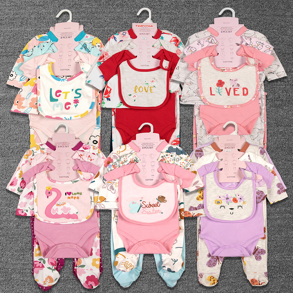 2025 Thermal cotton-padded Clothes for Toddlers, 8-piece set for export wholesale, European and American infants and toddlers details Picture