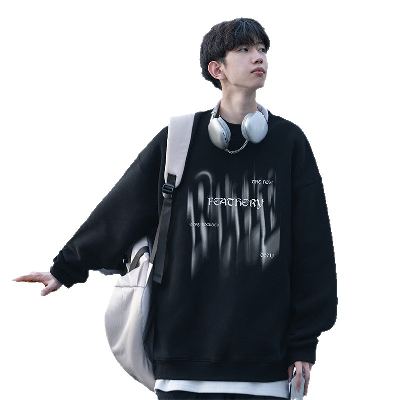 Long-sleeved T-shirt men's spring and autumn new round-neck top, pure cotton American style heavyweight versatile casual Korean-style pullover trend Item Picture