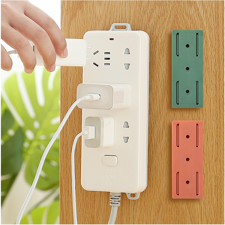 Power strip fixator, household socket power strip fixator, movable wall-mounted adhesive organizer without drilling holes details Picture