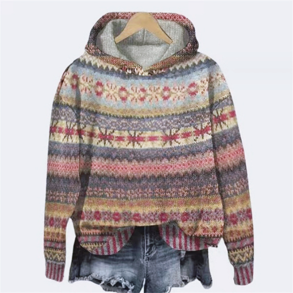 2025秋冬季女士跨境3D卫衣热门数码印花连帽衫带帽卫衣热卖款外套