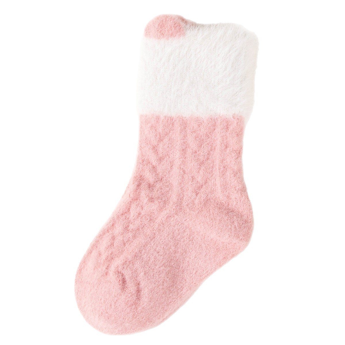 儿童袜子秋冬新款卡通貂绒纱宝宝中筒袜 糖果色无骨新生儿袜子A类白底实物图