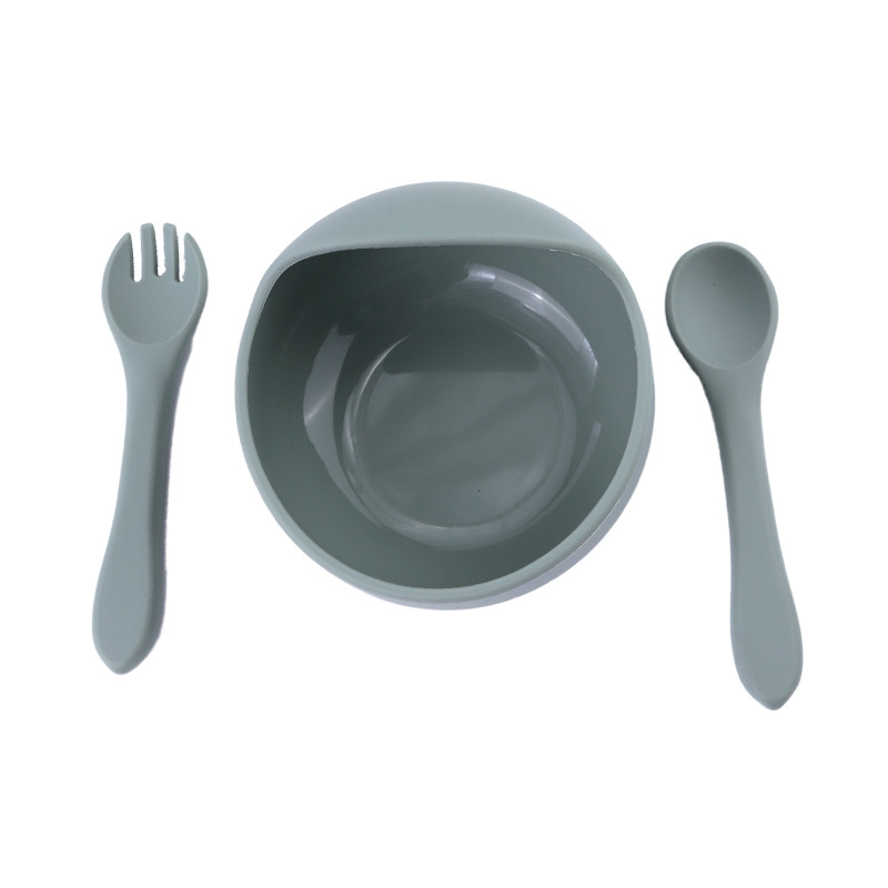 儿童家用辅食碗套装宝宝硅胶吸盘碗喂养餐具婴幼儿蜗牛碗食品级白底实物图