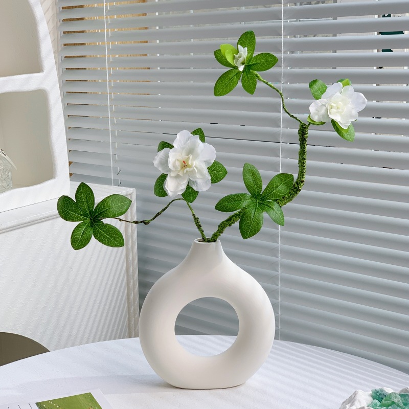 Cream-style living room artificial green plants, high-end light luxury rhododendron artificial flowers, artificial flowers, office ornaments, artificial plants for interior details Picture