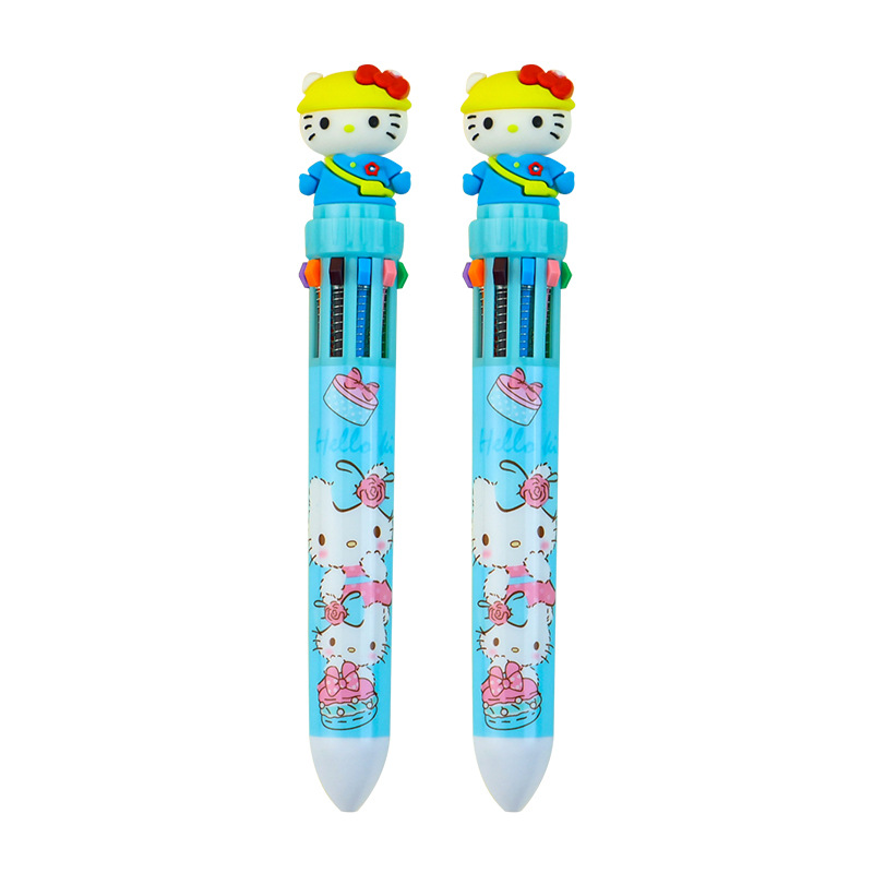 Cartoon KT Cat ten-color pen, pink girl heart ten-color Ballpoint pen, multi-color in-one, multi-functional student notebook pen Item Picture