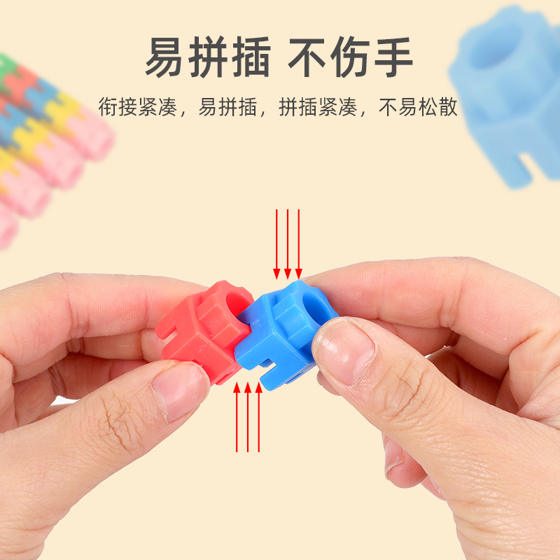 Hexagonal building blocks for children's educational enlightenment, 3-6 years old boys and girls plastic building blocks for kindergarten assembly and assembly toys Specification image
