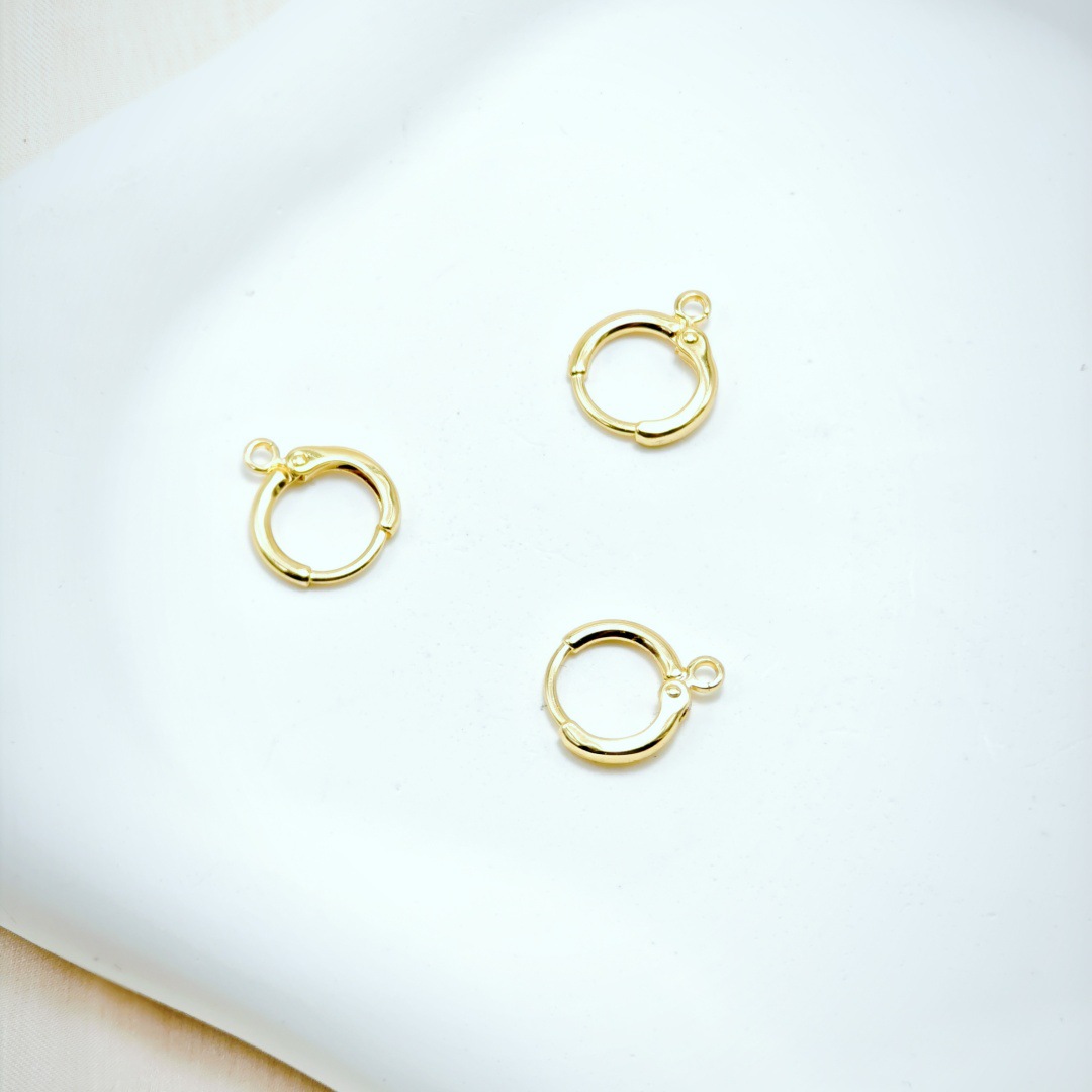 Korean-made quality copper round French ear hook and ear buckle earrings, diy jewelry accessories, 14k gold plating for color retention Specification image