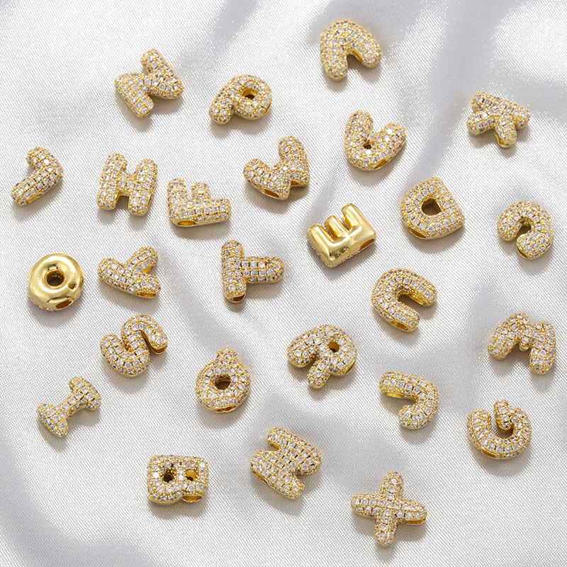 跨境热销铜镶满锆26英文字母吊坠个性DIY手链项链字母挂件VD1649